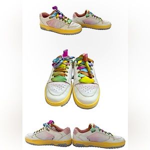 P448 - Mason Shade - Women’s White/ Rainbow lace leather Sneakers Size EU 39